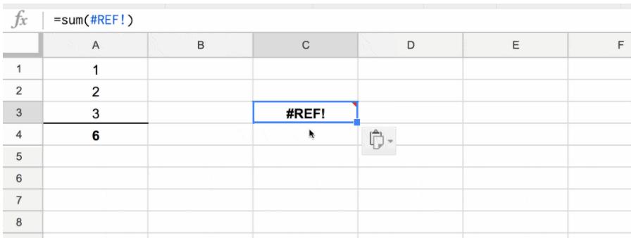 Lỗi #REF! trong Google Sheets 3